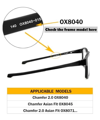 2 Pairs Ear Socks Replacement Temple Sleeves for Oakley Chamfer 2.0 OX8040 OX8045 OX8071 Eyeglasses Frame, Silicone Soft Black Earsocks 3